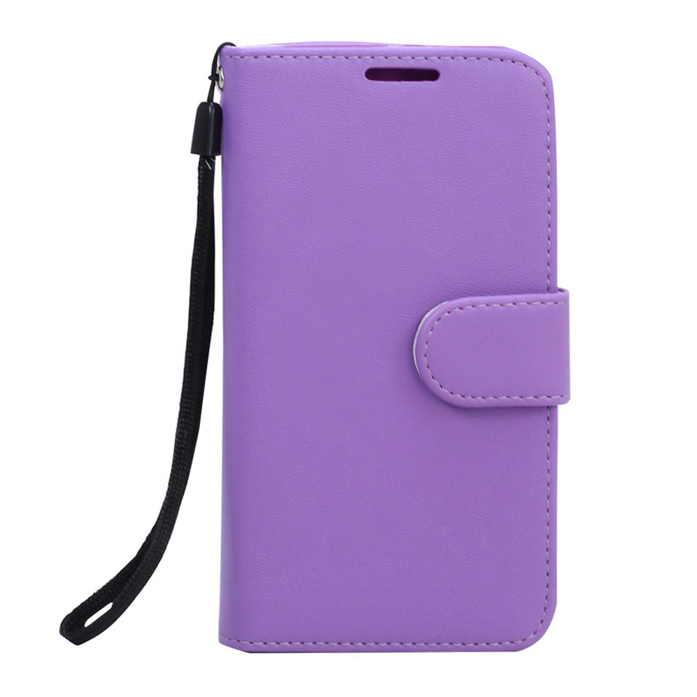 Galaxy S6 Premium Flip LEATHER WALLET Case with Strap (Purple)